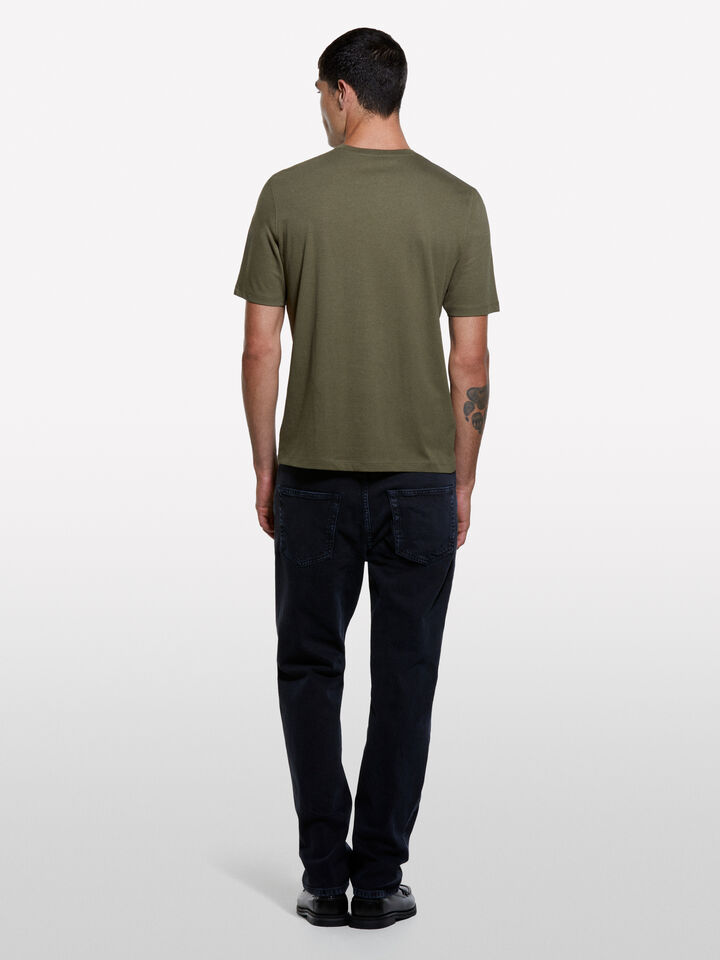 Olive green regular fit short sleeve t-shirt - men's short sleeve t-shirts - Dark Green | Sisley image number 2